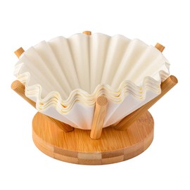 Basket Coffee Filter Holder Storage - CAFEMASY Bamboo Coffee Filters Rack Dispenser for Home Kitchen Coffee Bar Counter Decor