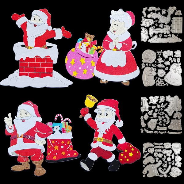 4 Sets Santa Chimney Christmas Die Cuts for Card Making