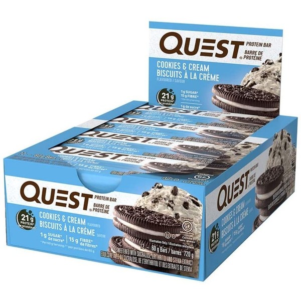 Quest Nutrition Quest Bars, Low Carb Protein Bar, 12x60g Bars / Cookies & Cream