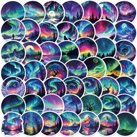 50 Pcs Northern Lights Stickers for Kids Teens Adults Boys Girls Gift,Northern Lights Stickers Pack for Laptop,Skateboard,Luggage,Car,Bike, Cup,Computer,Water Bottle Decor,Vinyl Waterproof Stickers