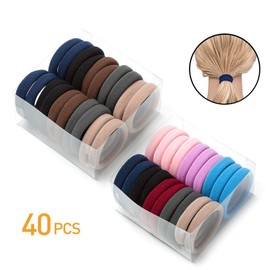 IvyLife Hair Bobbles, 40 Pieces Colourful Without Metal Cotton Elastic Hair Bands Girls Women Headband Rope for Thick Heavy and Curly Hair Ponytail Holder (Colour)