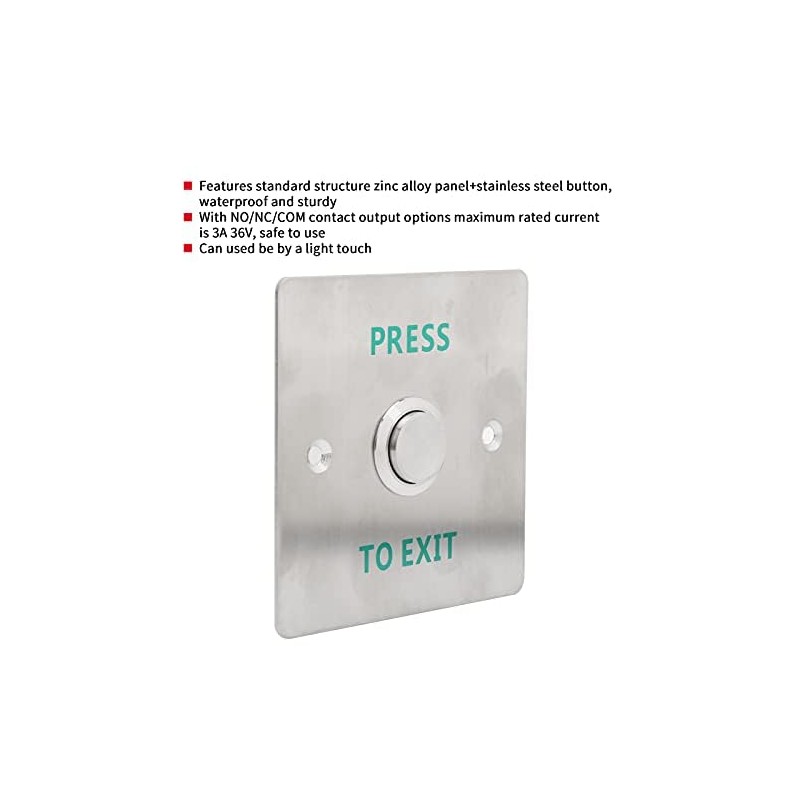 Momentary Push to Exit Button Switch Stainless Steel Panel Door