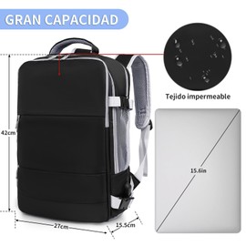 NUBILY Mochilas para Mujer y Hombre Mochila de Viaje Mochilas para Laptop de 15.6 Pulgadas Backpack Mujer con Puerto USB Negro