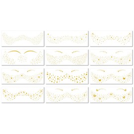 12 Blätter Heiße Gold Sommersprossen Gesicht Aufkleber Wasserdicht Karneval Musik Festival Make-Up Party Temporäre Tattoo Aufkleber