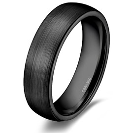 6mm Black Ceramic Rings for Men Women Comfort Fit Engagement Wedding Band Size 4-13