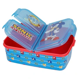 OM SUPPLIES Sonic Reusable Sandwich Lunch Box 3 Multi Compartment Kids Children School Includes Sonic Keychain (Sonic)