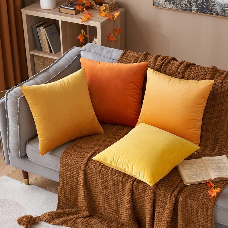 MIULEE Set of 2 Velvet Soft Solid Decorative Square Scatter