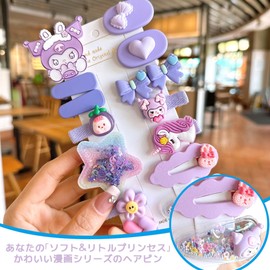 DEVENTORZ Hair Clips, Children, Hairpins, Girls, Luxurious, 28 Piece Set, Hair Accessories, Hair Clips, For Kids, Girls, Hair Ornaments, Colorful, Cute, Birthday Gift (Purple)