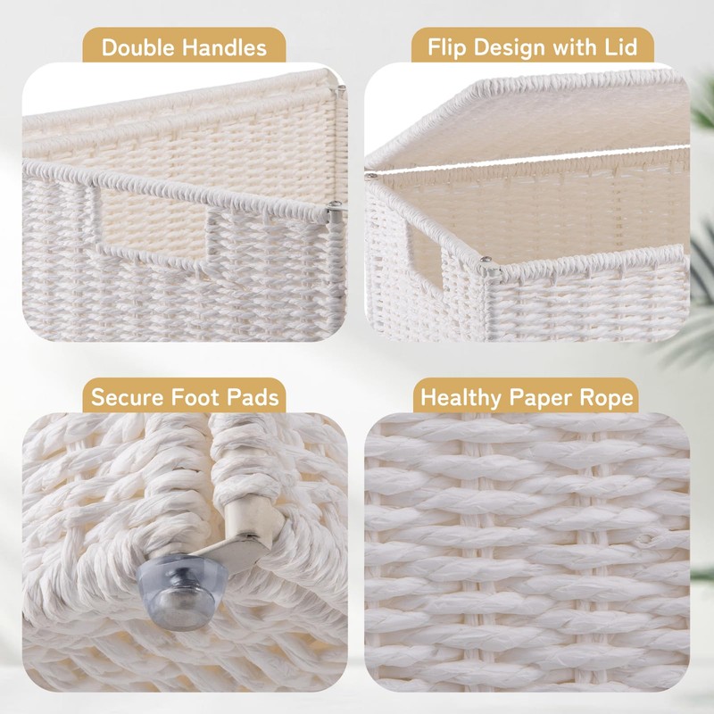 OIAHOMY Laundry Hamper with Lid, 23.8 Gal (90L) Wicker Hamper