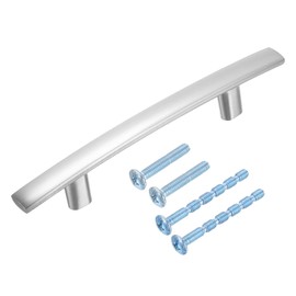 uxcell Kitchen Cabinet Handles, 1Pcs 5-3/16" - Zinc Alloy 3" Hole Center Curved Cabinet Pulls, Arch Drawers Handles for Furniture Wardrobe Door (Silver)