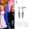 CPSLOVE Mens Feather Stainless Steel Drop Earrings Fashion Feather Piercing