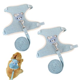 Wallspet 2-Pack Rabbit Harness and Leash Set – Adjustable Small Animal Vest Harness with Safety Buckle – Breathable & Lightweight – Ideal for Rabbits, Ferrets, Guinea Pigs, and Cats (Blue)