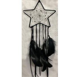 Hrlace Traumfänger Handgemachte Mond Dreamcatcher Sonne & Mond & Stern Makramee Wanddekoration Woven Hängend Deko Boho für Schlafzimmer Wohnung Deko Ornament Handwerk Geschenk Schwarzes Stern 2pcs