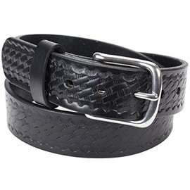 Handmade Basketweave Bridle Leather Belt Extra Thick (Size 40, Black)