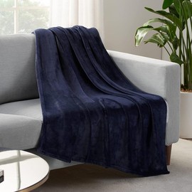SERTA Cozy Plush Thick Fuzzy Super Soft Lightweight Throw Blanket for Bed, Couch, or Travel, Twin (60 in x 80 in), Navy