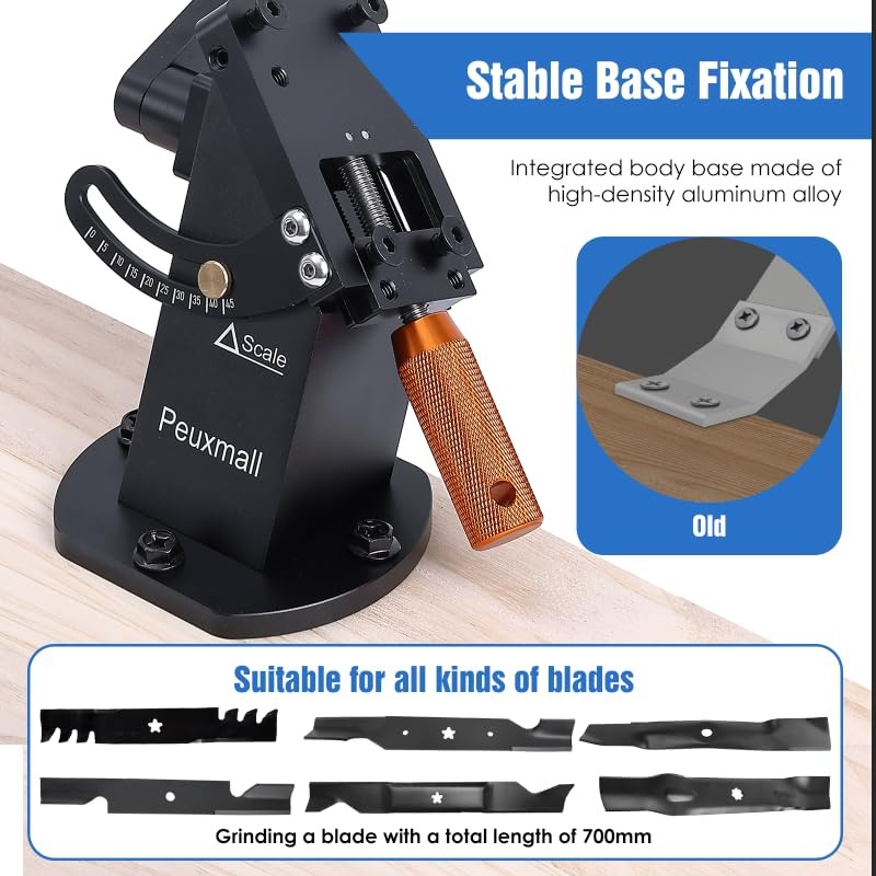 Lawn Mower Blade Sharpener, 15°-45° Adjustable Frame with Ball Bearing