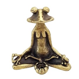 Solid Brass Frog Figurine & Incense Holder - Handcrafted Animal Statue for Home Decor, Yoga, Meditation - Funny Zen Desk Ornament for Living Room, Office, Aromatherapy (1PC)