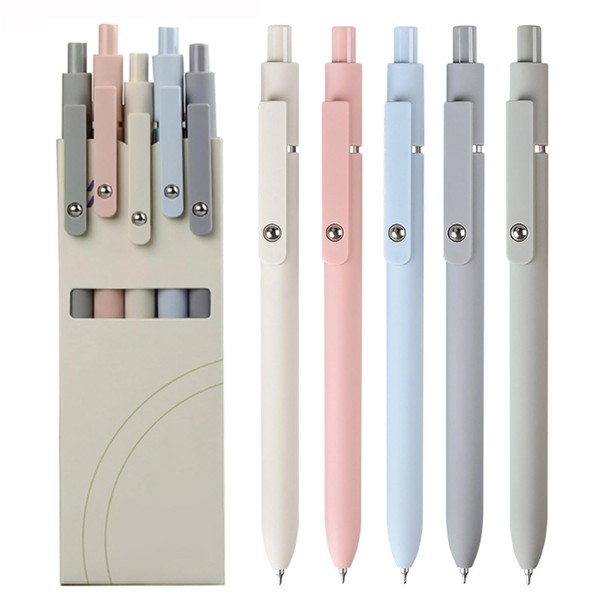 RHZXD Pack of 5 Aesthetic Ballpoint Pens, 0.5 mm Retractable