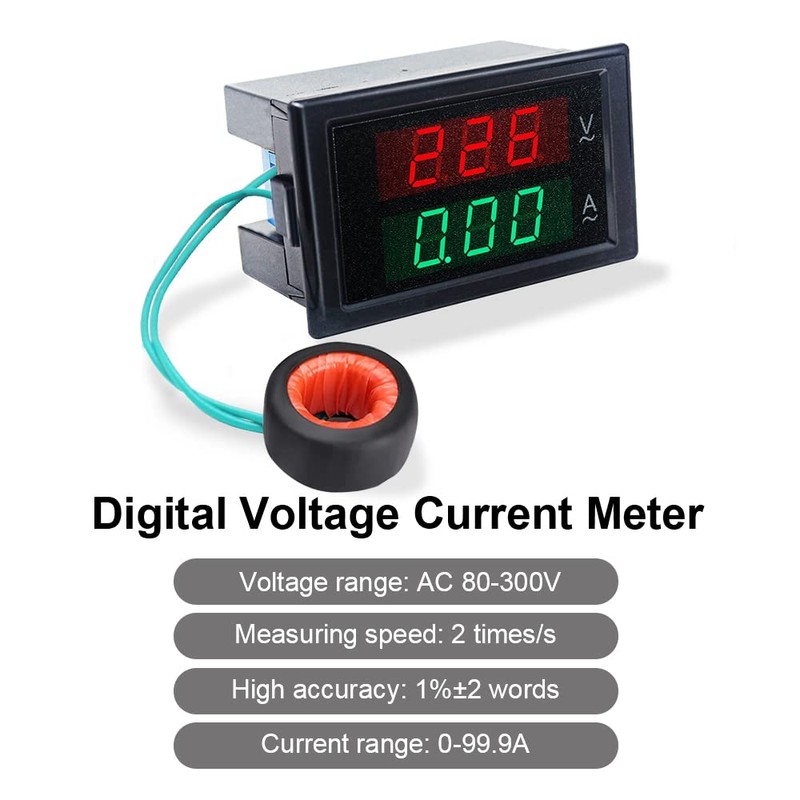 KETOTEK Digital Ammeter Voltmeter AC 80V-300V 100A, 2in1 Multimeter Panel