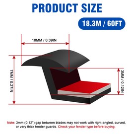 MYFAMIREA Fender Flare Edge Trims, 60Ft EPDM Fender Flares Rubber Seal for Car and Truck Wheel Wells with Automotive Adhesive Grade Tape Bonds T-Style Universal Rubber Trim Edging