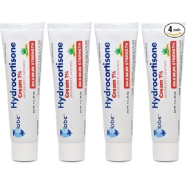 Globe 4 Pack Hydrocortisone Maximum Strength Anti-Itch Cream 1% w/Aloe_1 oz Tube
