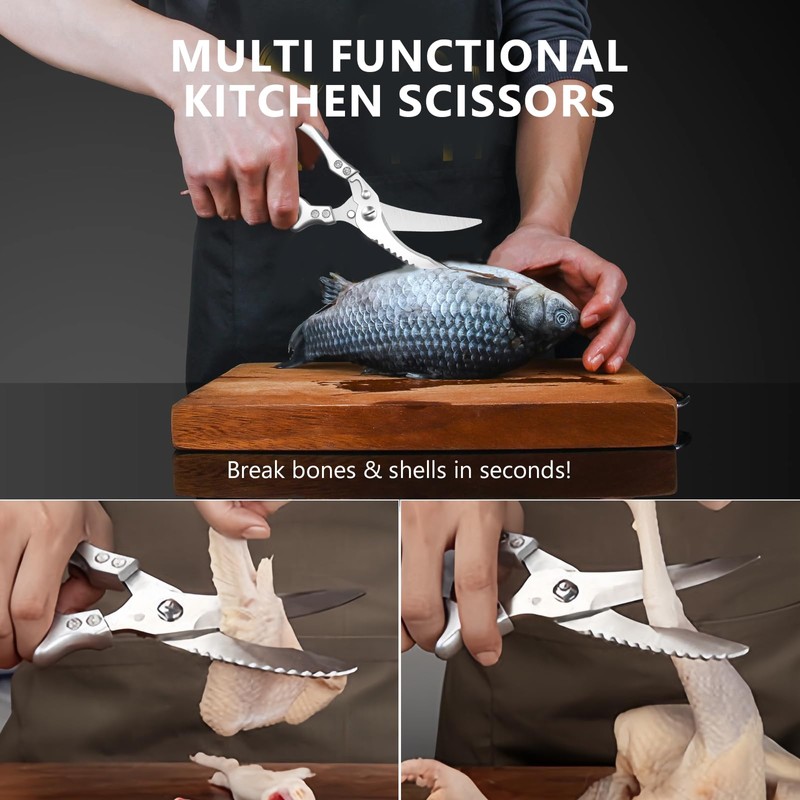 MISHURACLES Multi-functional Chicken Fish Meat Bone Scissors Stainless Steel Poultry
