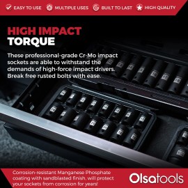 Olsa Tools 1/2" Drive Cr-Mo Shallow Impact Socket Set | Professional-G