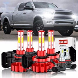 CHUSYYRAY FIT 2011-2017 RAM 1500 2500 3500 6x LED Combo Headlight Kit Hi/Lo Beam+Fog Bulbs