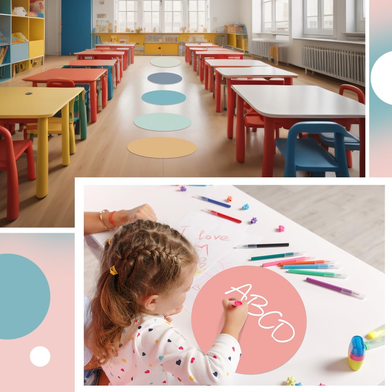 Lincia 24 Pack Colorful Erase Dots Circles 10.5 Inch Removable