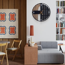 XGGJWW 20 Inch Round Wall Clock Wood Silent Non-Ticking Battery Operated, Rustic Farmhouse Decorative Clocks for Home Decor, Kitchen, Living Room, Bedroom, Office