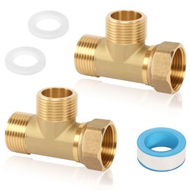 2 Stück T-Stück 3/4 Zoll, Messing T-Stück 90° T Stück Wasseranschluss, 3/4" Gewindefitting 3 Wege Verbindungsstück Messingfitting für Klimaanlage Kälteanlage