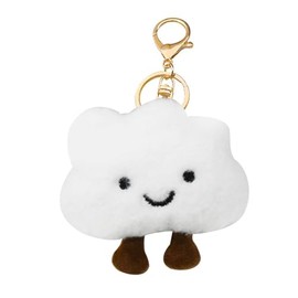 xuzhiyuan Funny Smiling Cloud Keyring Cute Smiling Face Cloud Soft Plush Car Keychain Bag Jewelry for Women-White