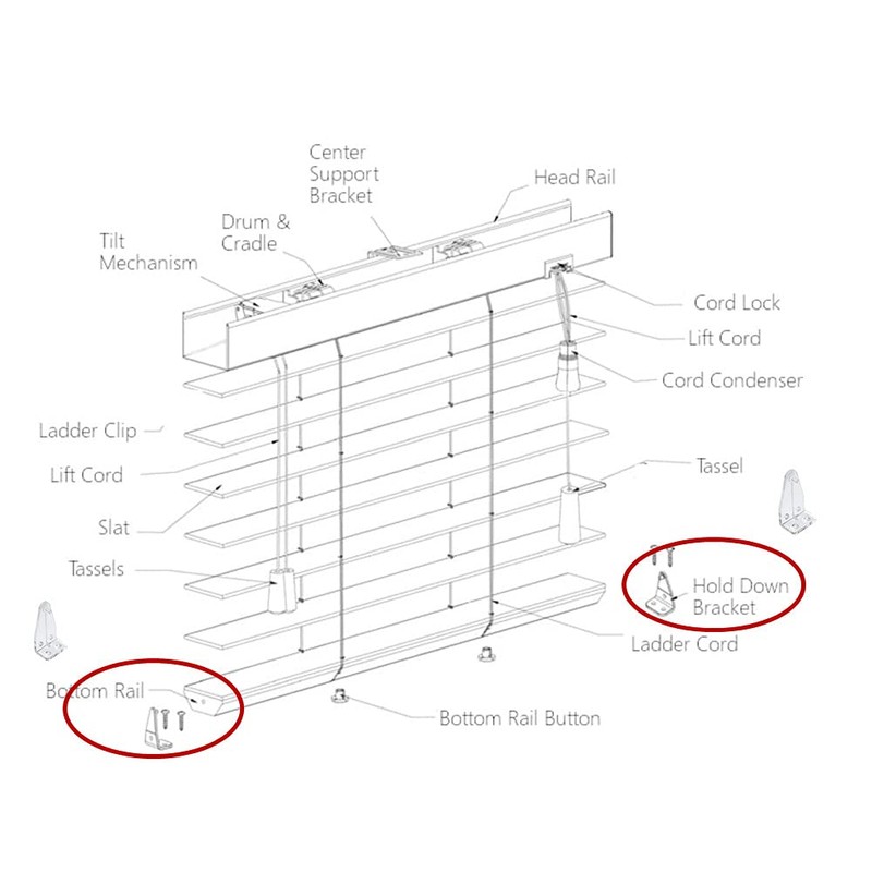 10pcs Clear PC Hold Down Brackets for 1" Mini Blinds