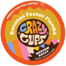 Crazy Cups Flavored Coffee for Keurig K-Cup Machines, Bananas Foster Flambe', Hot or Iced Drinks, 22 Single Serve, Recyclable Pods