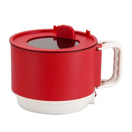 Electric Cooking Pot Quick Heating Mini Electric Cooker with Foldable Handle for Home Kitchen Red US Plug 110V