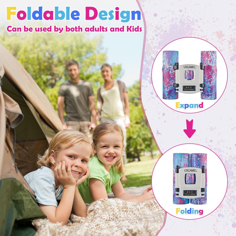 USCAMEL Binoculars for Kids, 8×21 Small Binoculars Adults, Waterproof Compact