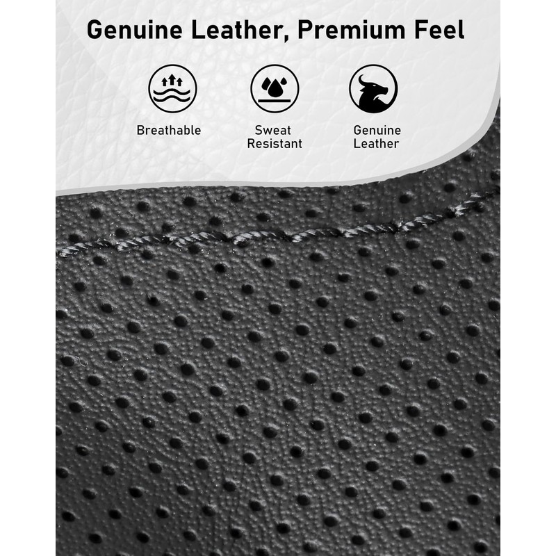 Belinous Leather Steering Wheel Cover Lace Up, Genuine Leather Hand