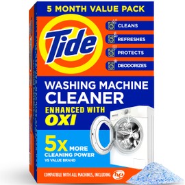 Washing Machine Cleaner by Tide, Washer Machine Cleaner with Oxi for Front and Top Loader Washer Machines, Deep Cleaning Residue & Odor Eliminator, 5 Month Supply (Packaging May Vary)