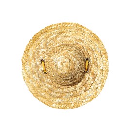 Popetpop Adjustable Pet Straw Hat, Sun Protection for Small Dogs and Cats, Garden Beach Cap with Chin Strap, Khaki, Size S