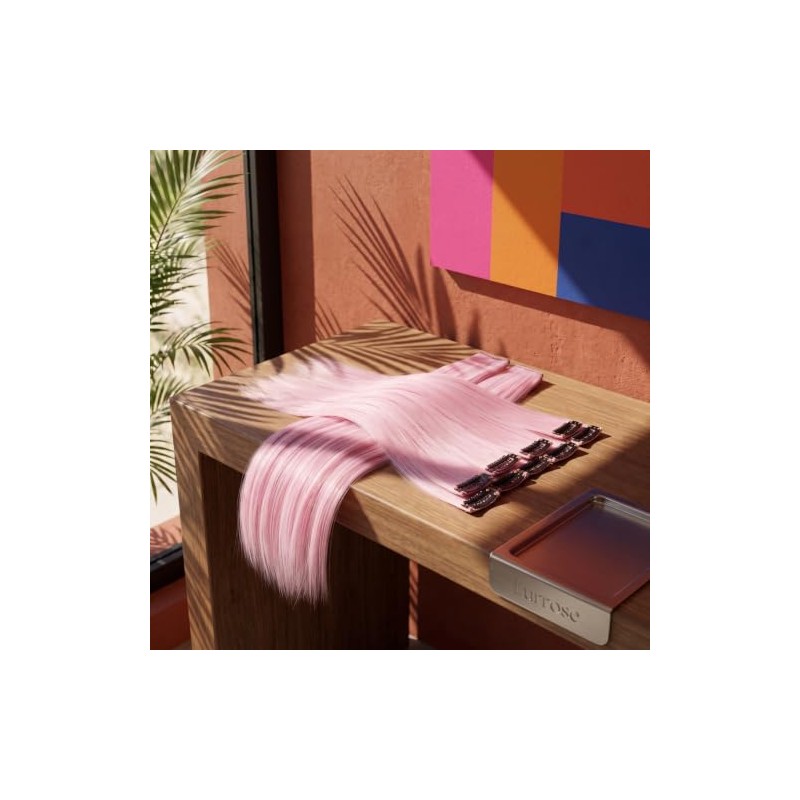 Lurrose Extensiones Clip Rosa Claro Coloreado en Extensiones de 10Pcs