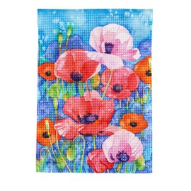 Evergreen Painted Poppies Garden Waffle Flag