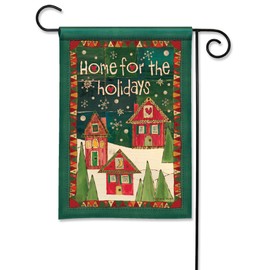 Studio M Double Sided Christmas Outdoor Flag Decoration for Landscaping, Gardens, and Yards, Standard 13 x 18 Inch Fade Resistant Solar Silk Polyester Fabric Red Green Home For The Holidays