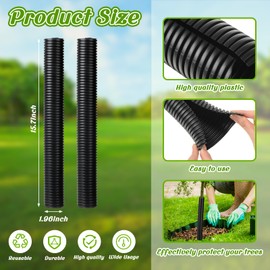 Menkxi 20 Pcs Corrugated Tree Guards Saplings Tree Trunk Protectors from Deer Tree Tubes Guard Tube Wraps to Protect Bark, Sapling from Rodents, Mowers, Animals(Black,15.7 x 2")