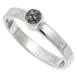 JEWELSTREZORO Rutilquarz Edelstein-Bandring für Herren und Damen, alle Größen, 925er-Sterlingsilber, handgefertigter Geschenkartikel, Schmuck TSR106M_69 (22.0)