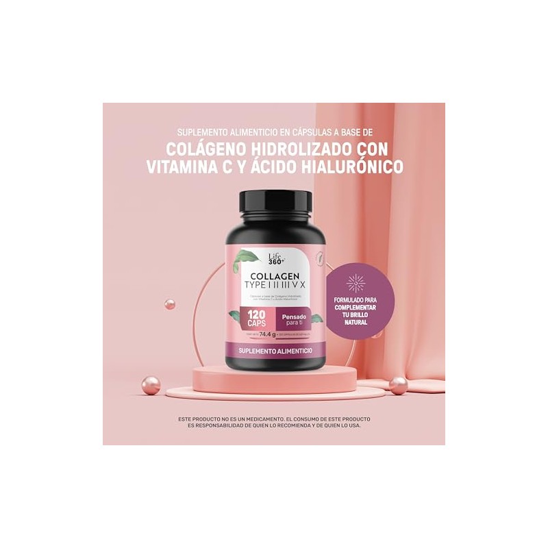 Life 360+ Suplemento Alimenticio a Base de Collagen Type, 120