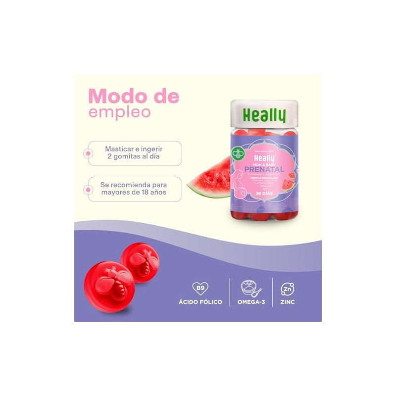 Heally Gomitas Prenatales Ácido Fólico Mujer Omega Zinc Vitaminas Multivitaminico