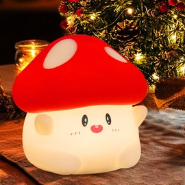 YR YRHH-PET Mushroom Night Light, Cute Hug Mushroom Lamp, Led Squishy Soft Silicone Night Lamp, Dimmable Rechargeable Portable Touch Nightlight for Kids Baby Sleep, Nursery Room Desk Cute Decor Gifts