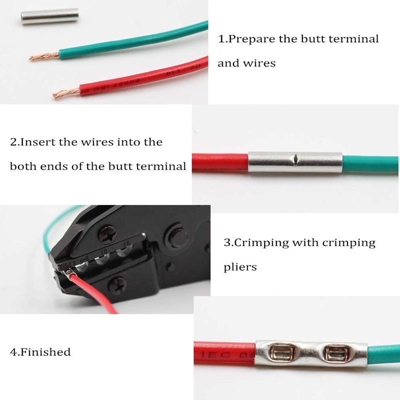 Teansic 100 Pcs Non-Insulated Butt Connectors AWG 12-10 Uninsulated Butt