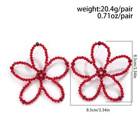 Pearl Flower Earrings for Women Large Flower Stud Earrings Beaded Floral Earrings Pearl Cluster Earrings Orchid Earrings for Women Statement Earrings Jewelry