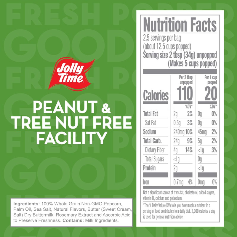 Jolly Time Healthy Pop Buttery Microwave Popcorn, Low Fat Gluten